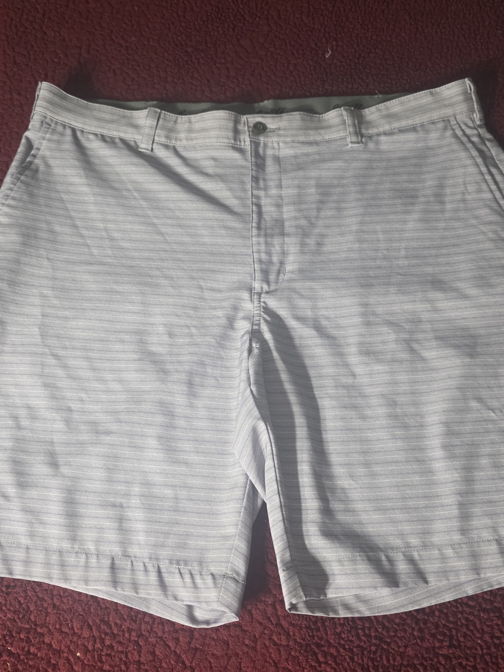 Ben Hogan Men's Gray Striped Hybrid Shorts Polyester Flat Front Zip, Pockets, 40